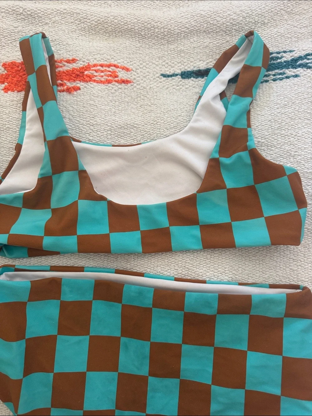 SEAESTA SURF Swim Checkered Bikini Set with Long-sleeve Rashguard
